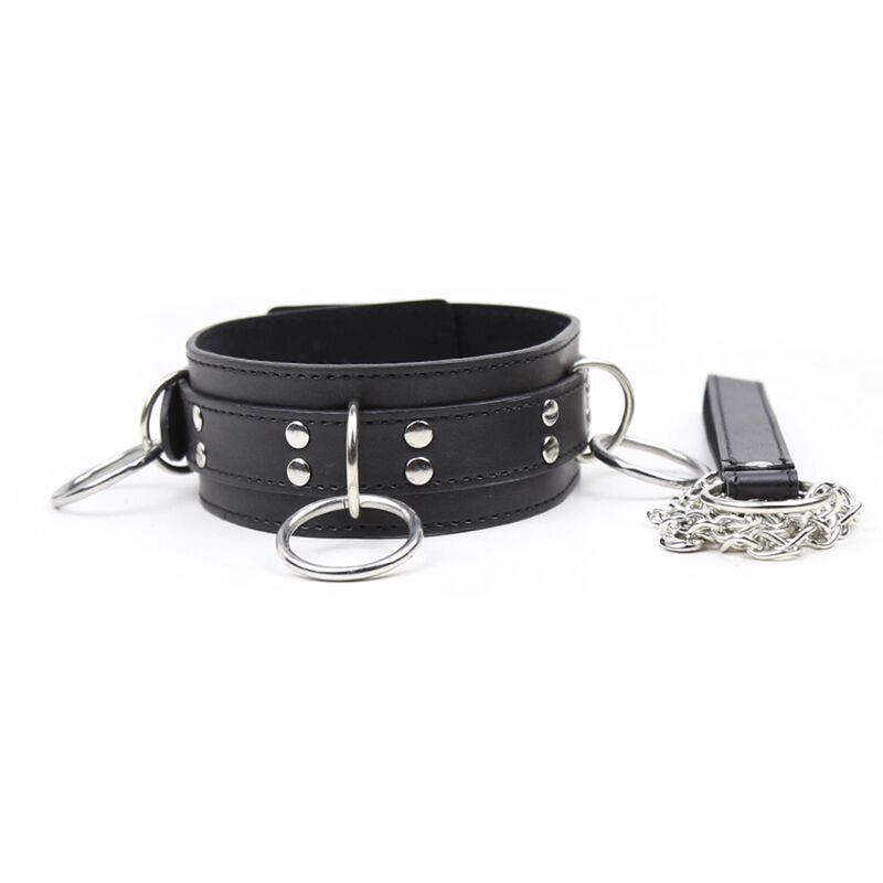 OHMAMA FETISH - COLLIER DE SOUMISSION AVEC 3 ANNEAUX - 7eme ciel