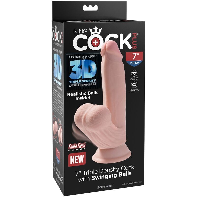 KING COCK - BALLES GODE 3D PLUS 15.2 CM PEAU CLAIRE - 7eme ciel