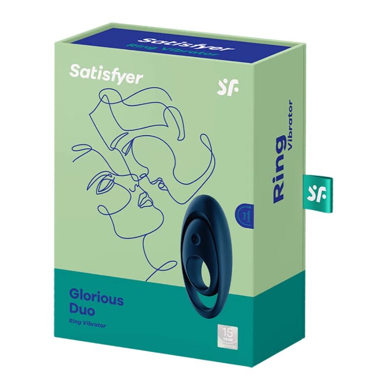 SATISFYER - VIBRATEUR ANNEAU GLORIOUS DUO BLEU - 7eme ciel