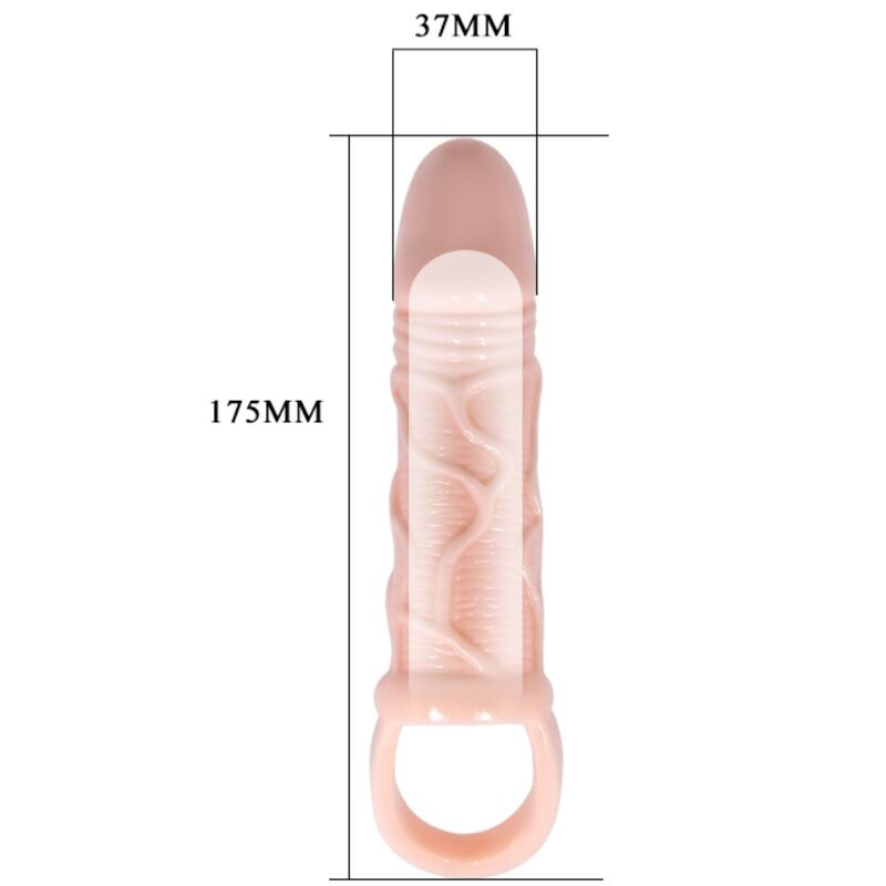 BAILE - GAINE DEXTENSION DE PÉNIS AVEC SANGLE POUR TESTICULES 13,5 CM - 7eme ciel