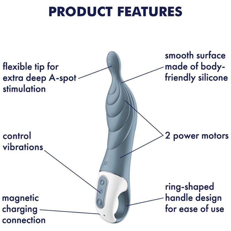 SATISFYER - VIBRATEUR AMAZING 2 ASPOT GRIS - 7eme ciel