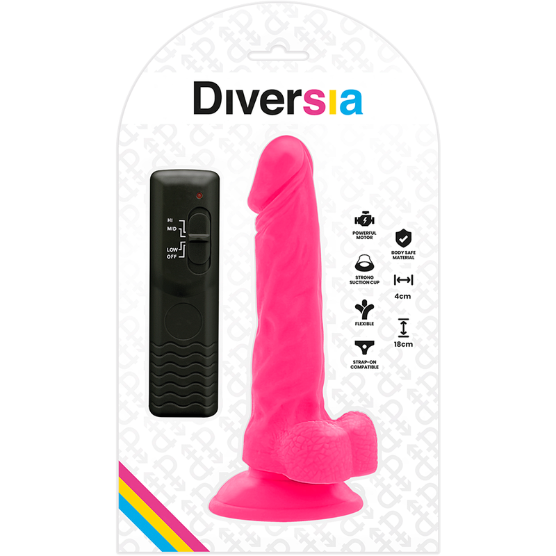 DIVERSIA - DILDO VIBRANT FLEXIBLE ROSE 18 CM -O- 4 CM - 7eme ciel