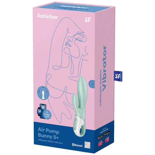 SATISFYER - AIR PUMP BUNNY 5+ APPLICATION GONFLABLE LAPIN VIBRATEUR VERT - 7eme ciel
