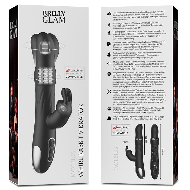 VIBRATEUR ET ROTATEUR BRILLY GLAM MOEBIUS RABBIT COMPATIBLE AVEC LA TECHNOLOGIE SANS FIL WATCHME - 7eme ciel