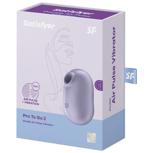 SATISFYER - STIMULATEUR ET VIBRATEUR DOUBLE AIR PULSE PRO TO GO 2 VIOLET - 7eme ciel