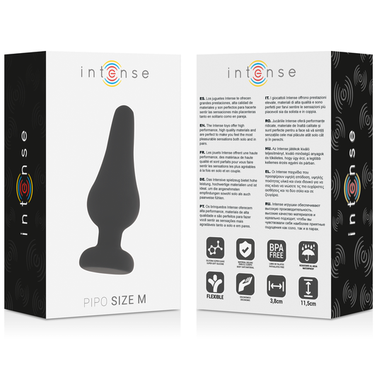 INTENSE - PLUG ANAL PIPO M SILICONE NOIR 11 CM - 7eme ciel