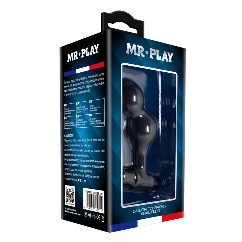 MR PLAY - PLUG ANAL VIBRATEUR EN SILICONE NOIR - 7eme ciel
