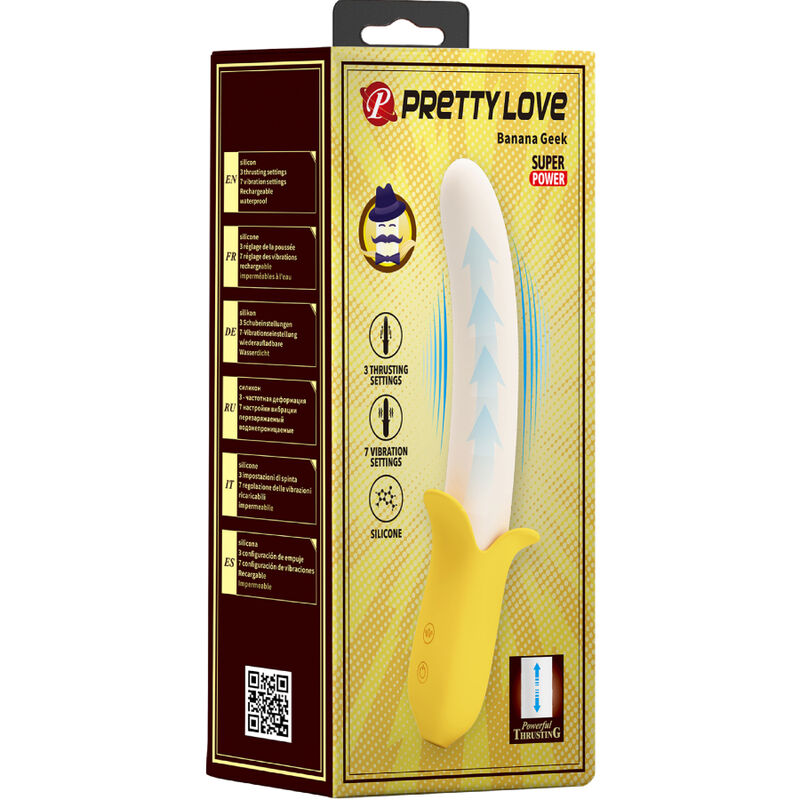 PRETTY LOVE - BANANA GEEK SUPER POWER 7 VIBRATIONS UP&DOWN SILICONE NOIR - 7eme ciel