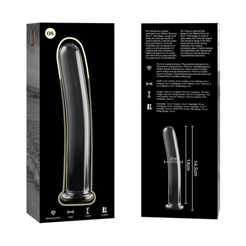 NEBULA SERIES BY IBIZA - MODÈLE 8 GODE EN VERRE BOROSILICATE CLAIR 14.5 CM -O- 2 CM