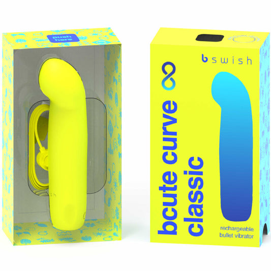 B SWISH - VIBRATEUR EN SILICONE RECHARGEABLE BCUTE CURVE INFINITE CLASSIC JAUNE - 7eme ciel