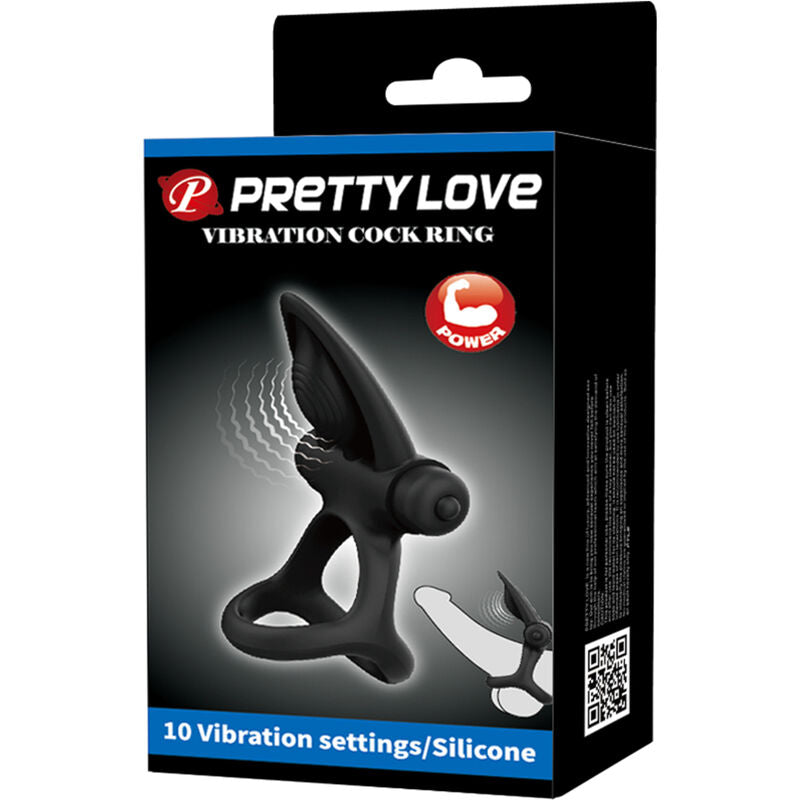 PRETTY LOVE - ANNEAU VIBRANT 10 VIBRATIONS SILICONE NOIR - 7eme ciel