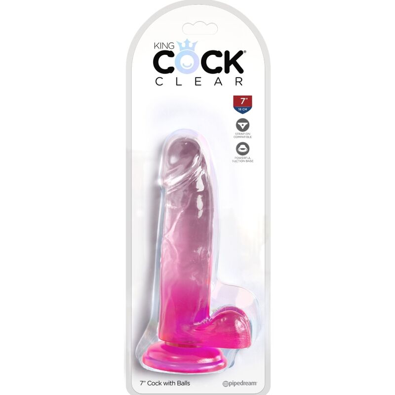 KING COCK - CLEAR PÉNIS RÉALISTE AVEC BOULES 15.2 CM ROSE - 7eme ciel
