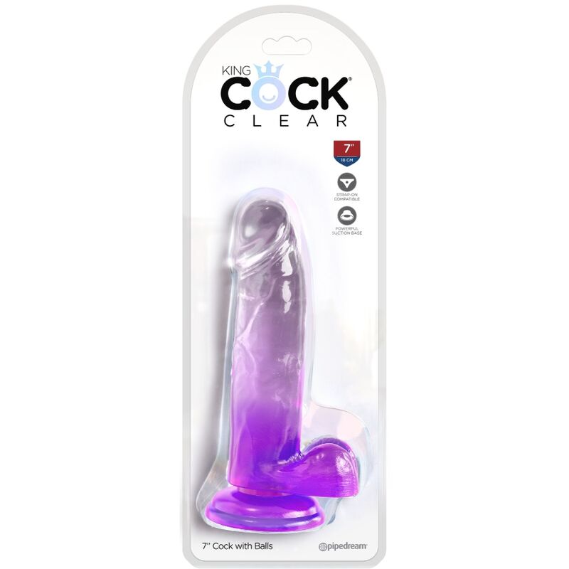 KING COCK - CLEAR PÉNIS RÉALISTE AVEC BOULES 15.2 CM VIOLET - 7eme ciel
