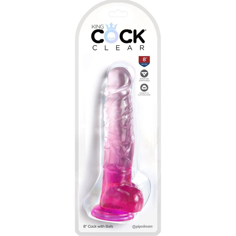 KING COCK - CLEAR PÉNIS RÉALISTE AVEC BOULES 16.5 CM ROSE - 7eme ciel