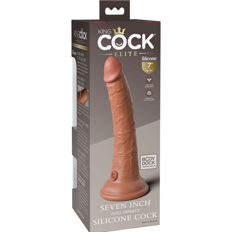 KING COCK - ELITE GODE RÉALISTE EN SILICONE 17.8 CM CARAMEL - 7eme ciel
