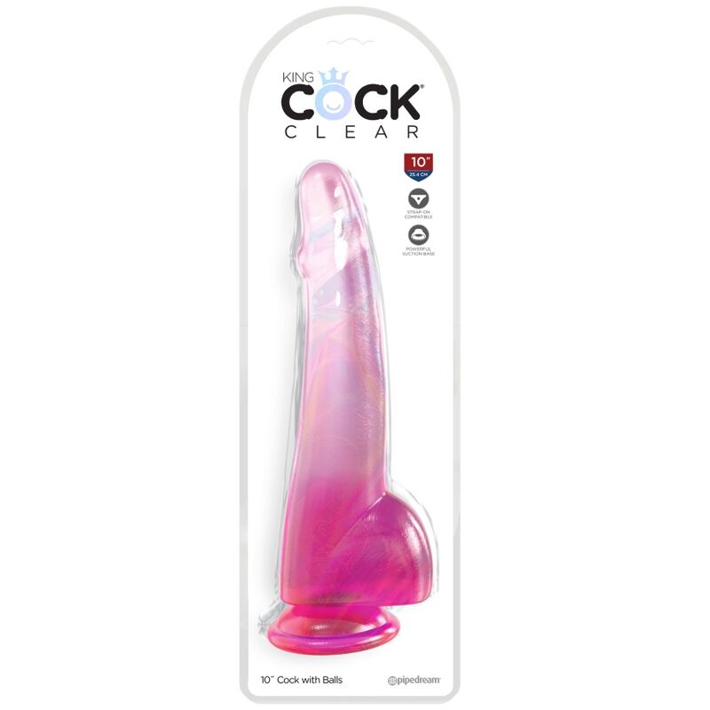 KING COCK - CLEAR GODE TESTICULES 19 CM ROSE - 7eme ciel