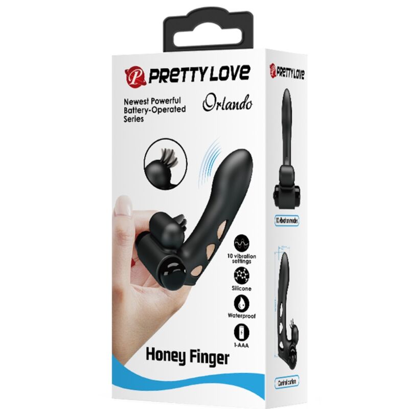 PRETTY LOVE - COUVERCLE DE DOIGT VIBRATEUR ORLANDO NOIR - 7eme ciel
