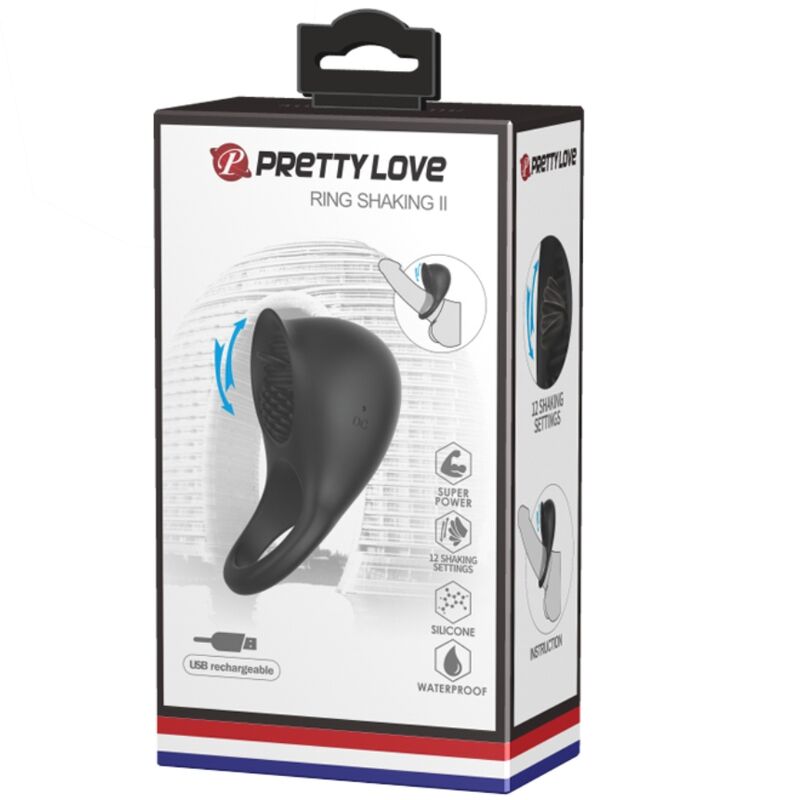PRETTY LOVE - ANNEAU PÉNIS VIBRANT AVEC LANGUE NOIRE - 7eme ciel