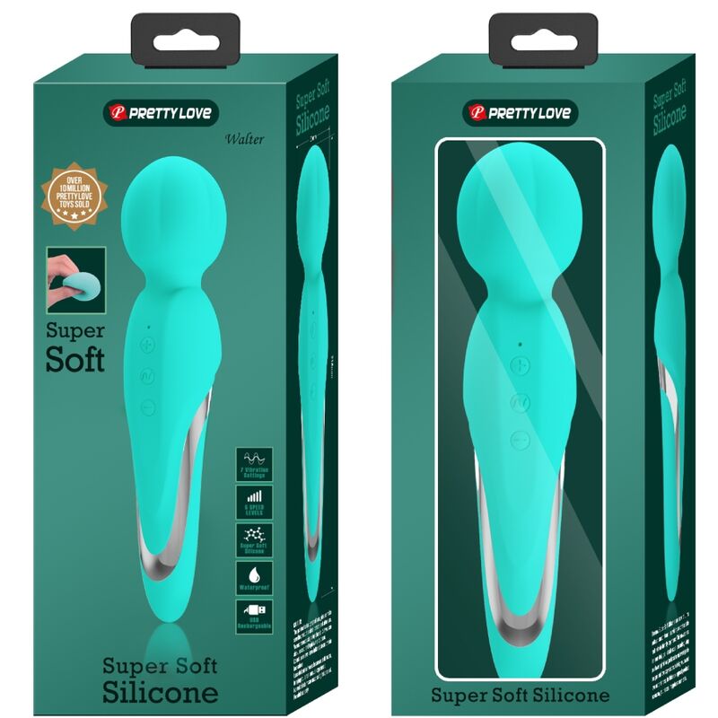 PRETTY LOVE - WALTER VIBRATEUR WAND AQUA VERT - 7eme ciel