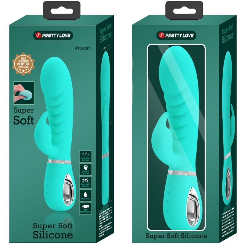 PRETTY LOVE - VIBRATEUR MULTIFONCTION G-SPOT PRESCOTT VERT AQUA - 7eme ciel