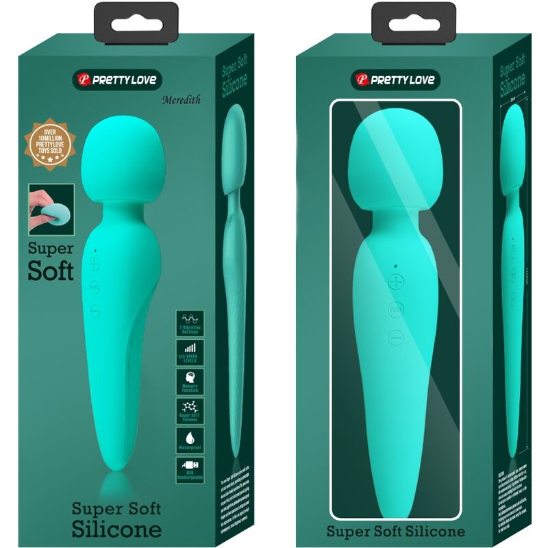 PRETTY LOVE - MASSEUR MEREDITH 12 MODES DE VIBRATION VERT AQUA - 7eme ciel