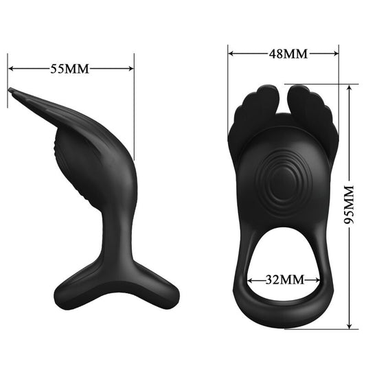 PRETTY LOVE - SILAS ANNEAU PÉNIS VIBRANT 7 VIBRATIONS SILICONE NOIR - 7eme ciel