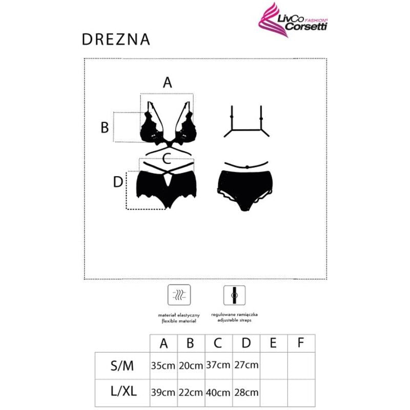 LIVCO CORSETTI FASHION - DREZNA LC 90733 SOUTIEN-GORGE + CULOTTE NOIR - 7eme ciel