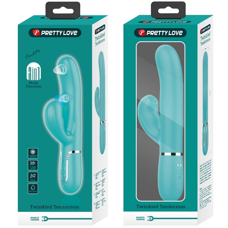 PRETTY LOVE - PERLITA VIBRATEUR MULTIFONCTION 3 EN 1 POINT G VERT AQUA - 7eme ciel