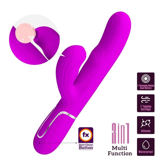 PRETTY LOVE - VIBRATEUR POINT G MULTIFONCTION 3 EN 1 PERLITA VIOLET - 7eme ciel