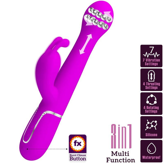 PRETTY LOVE - VIBRATEUR DEJON RABBIT 3 EN 1 MULTIFONCTION VIOLET - 7eme ciel