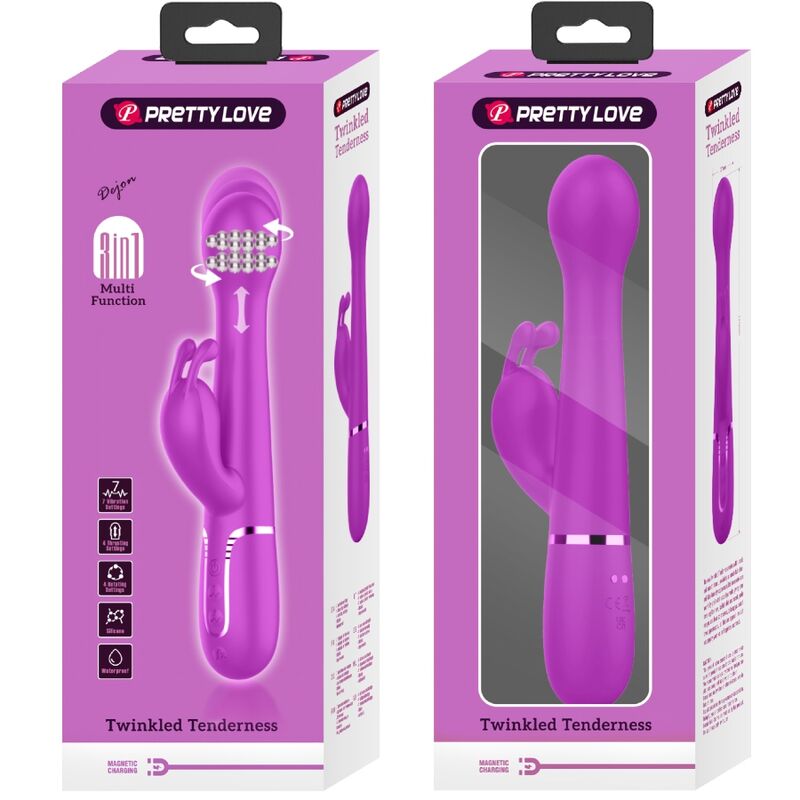 PRETTY LOVE - VIBRATEUR DEJON RABBIT 3 EN 1 MULTIFONCTION VIOLET - 7eme ciel