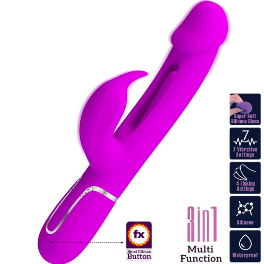 PRETTY LOVE - VIBRATEUR DEJON RABBIT 3 EN 1 MULTIFONCTION FUCSIA - 7eme ciel