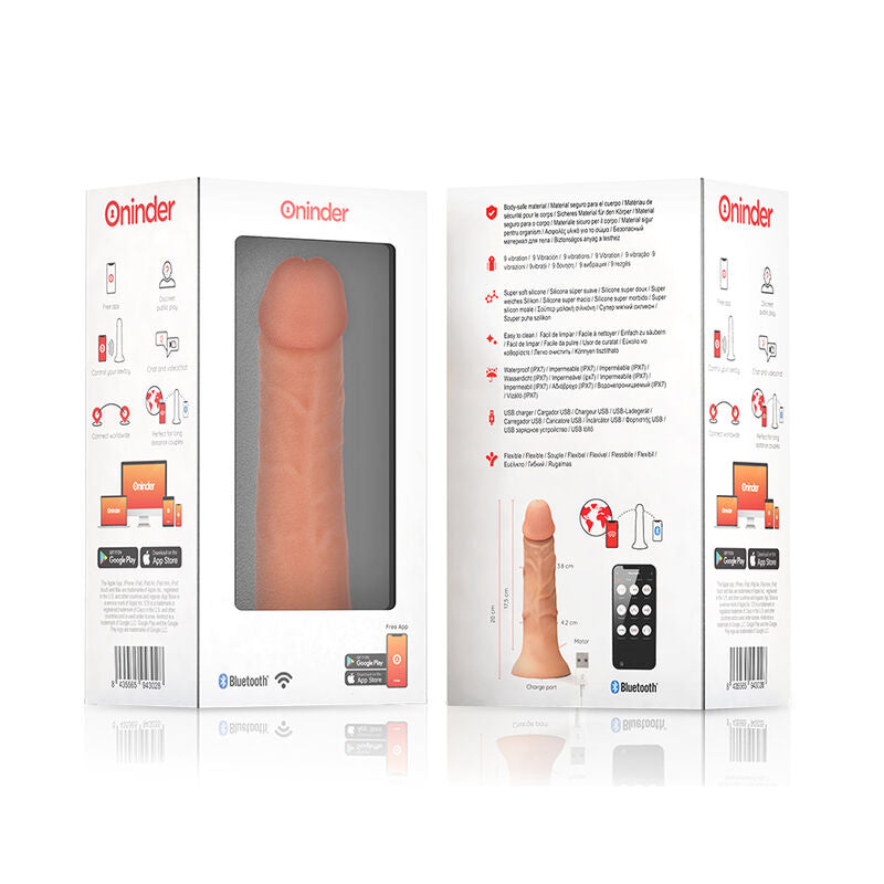 ONINDER - GODE VIBRATEUR BOGOTÁ MOYEN 9 VITESSES NATUREL 20 CM -O- 4.2 CM - APPLICATION GRATUITE - 7eme ciel