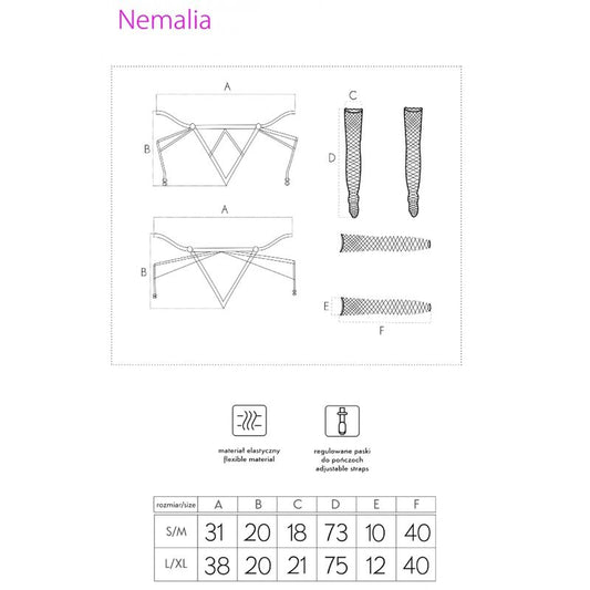 LIVCO CORSETTI FASHION - ENSEMBLE NEMALIA JARRETIÈRE + BAS + GANTS NOIR