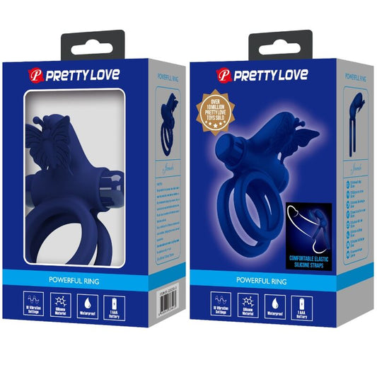 PRETTY LOVE - JAMELE DOUBLE ANNEAU AVEC VIBRATION & STIMULATEUR DE PAPILLON BLEU - 7eme ciel