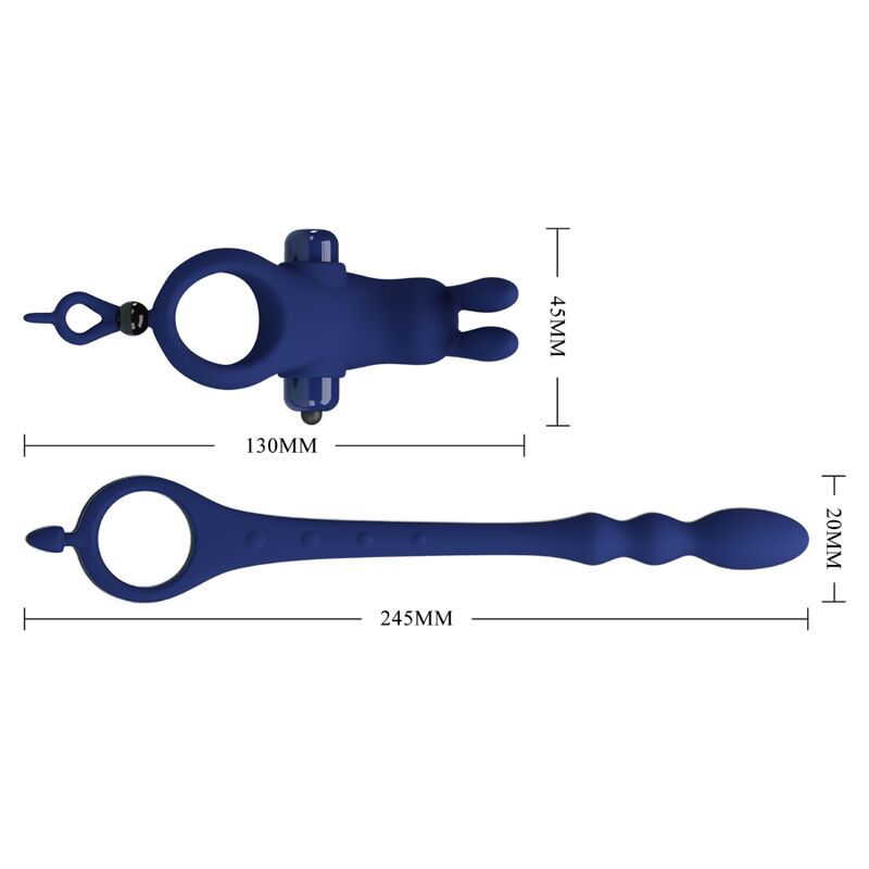 PRETTY LOVE - AYAD ANNEAU VIBRATEUR LAPIN AVEC PLUG BLEU - 7eme ciel