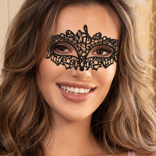 QUEEN LINGERIE - MASQUE EN DENTELLE NOIRE MODÈLE 2