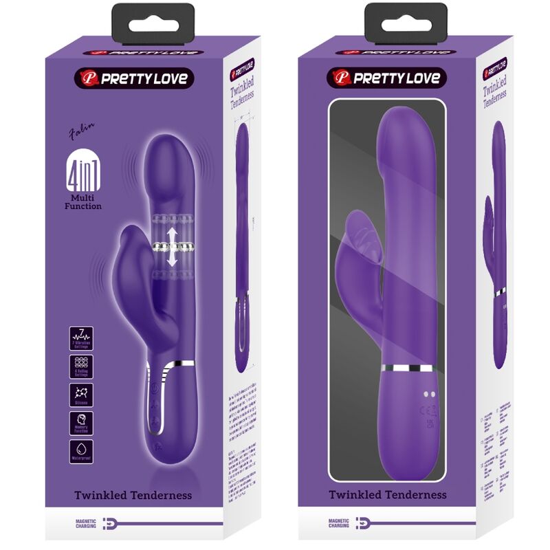 PRETTY LOVE - ZALIN PERLES VIBRATEUR LAPIN 4 EN 1 VIOLET - 7eme ciel