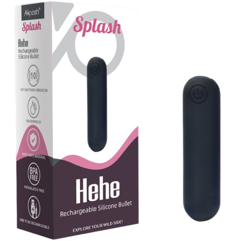 ARMONY -SPLASH HEHE VIBRATEUR BULLET SILICONE 10 VIBRATIONS 65 X 15 CM NOIR - 7eme ciel