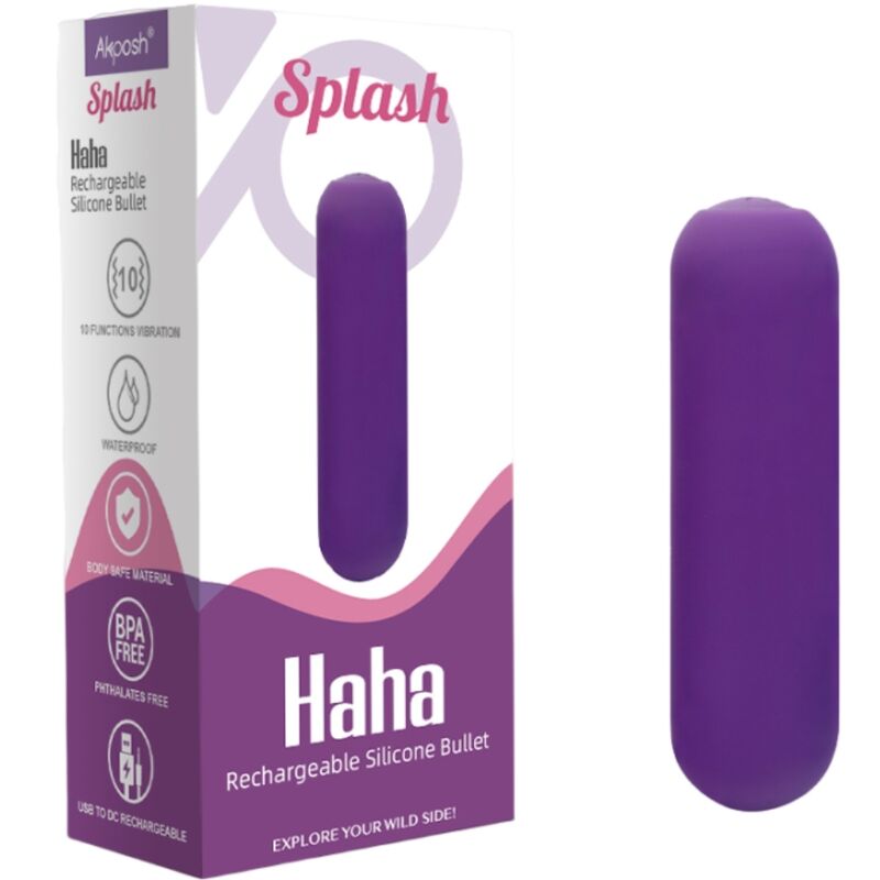 ARMONY - SPLASH HAHA VIBRATEUR BULLET SILICONE 10 VIBRATIONS 75 X 19 CM VIOLET - 7eme ciel