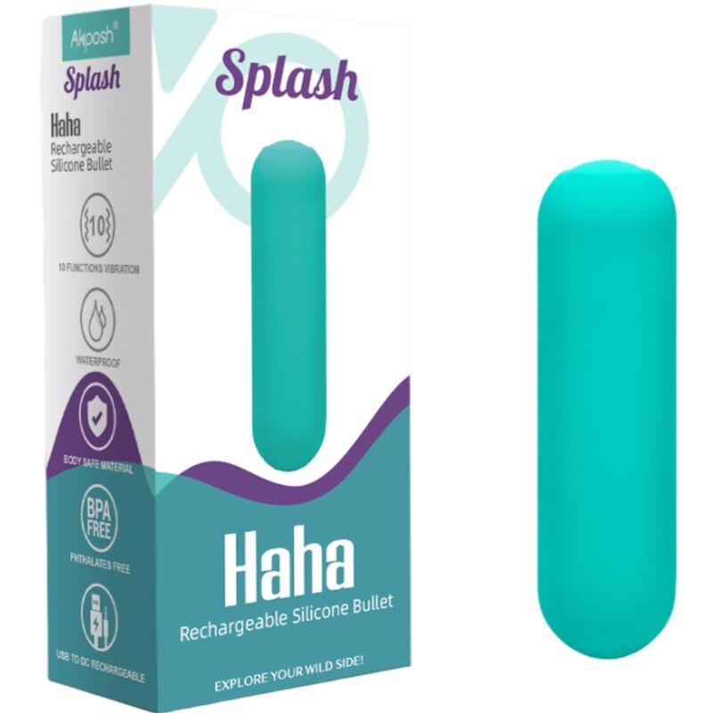 ARMONY - SPLASH HAHA VIBRATEUR BULLET SILICONE 10 VIBRATIONS 75 X 19 CM VERT - 7eme ciel