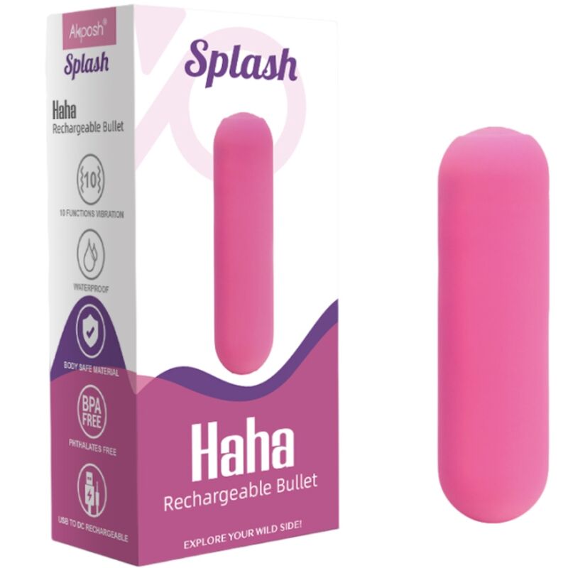 ARMONY - SPLASH HAHA VIBRATEUR BULLET SILICONE 10 VIBRATIONS 75 X 19 CM ROSE - 7eme ciel