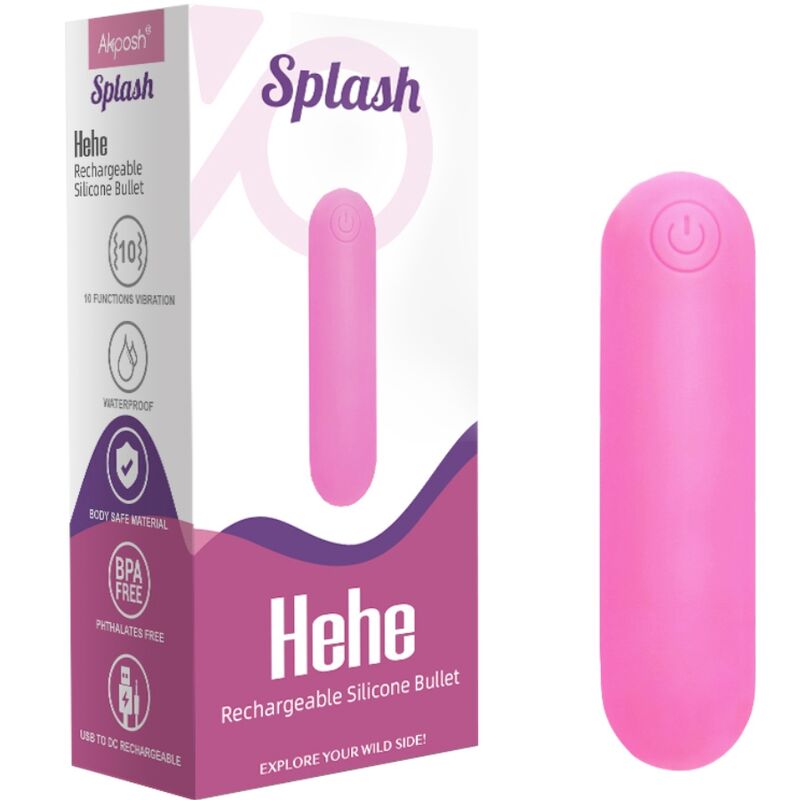 ARMONY - SPLASH HEHE VIBRATEUR BULLET SILICONE 10 VIBRATIONS 65 X 15 CM ROSE - 7eme ciel