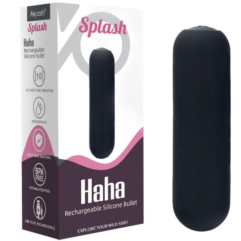ARMONY - SPLASH HAHA VIBRATEUR BULLET SILICONE 10 VIBRATIONS 75 X 19 CM NOIR - 7eme ciel