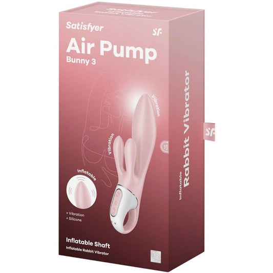SATISFYER - AIR PUMP BUNNY 3 VIBRATEUR GONFLABLE LAPIN ROSE - 7eme ciel