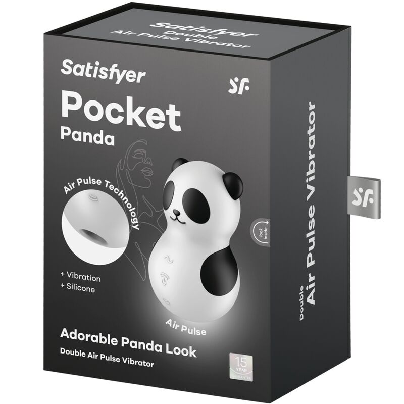 SATISFYER - POCKET PANDA STIMULATEUR & VIBRATEUR NOIR ET BLANC - 7eme ciel