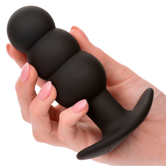 CALEXOTICS - ROCK BOTTOM PLUG ANAL PERLÉ 10 VIBRATIONS SILICONE NOIR - 7eme ciel