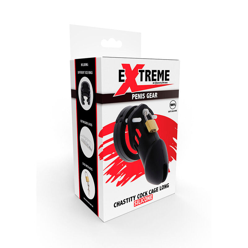 HIDDEN DESIRE - EXTREME CAGE DE CHASTETÉ SILICONE TAILLE L NOIR - 7eme ciel