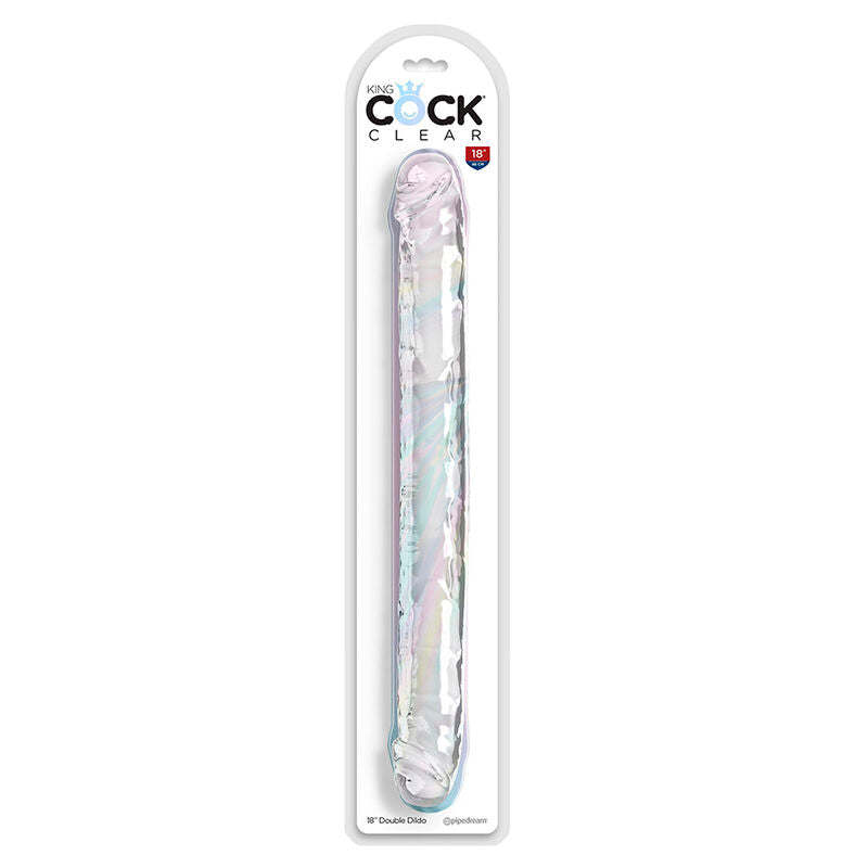 KING COCK - DOUBLE TROUBLE GODE 46 CM TRANSPARENT - 7eme ciel