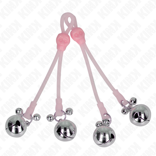 KINK - PINCES À TÉLÉPIN LUMINEUSES CRÂNE AVEC ANNEAU CLOCHES RÉGLABLES ROSE / ARGENT - 7eme ciel